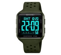 SKMEI Reloj deportivo impermeable 2440 con pantalla digital multifunción, doble zona horaria, cronómetro, alarma, resistencia al agua hasta 50 m, Verde militar
