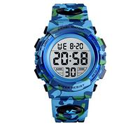 SKMEI Reloj digital de camuflaje para niños con alarma LED 50 m, resistente al agua, para niños