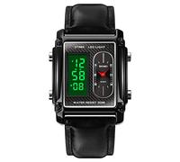 SKMEI Reloj digital para hombre con reloj deportivo de acero inoxidable clásico a la moda impermeable, piel Plata