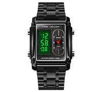 SKMEI Reloj digital para hombre con reloj deportivo de acero inoxidable clásico a la moda impermeable, acero inoxidable, negro, ((Stainless Black)