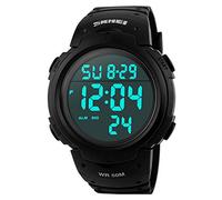 SKMEI Reloj digital para hombre, impermeable, retroiluminación LED, pantalla de números grandes, multifunción, reloj de pulsera deportivo, Negro -, Digital