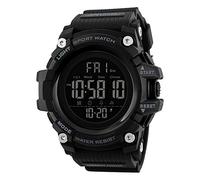 SKMEI Reloj digital para hombre, resistente al agua, militar, con retroiluminación LED, cronógrafo, alarma, reloj deportivo de cara grande negro para hombres y niños, Todo negro, 2.2*2.1*0.7 inches