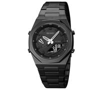 SKMEI Reloj electrónico de doble pantalla para hombre con luminoso 50 m, resistente al agua, reloj deportivo multifuncional de moda para hombres- 1816, Negro y negro, Clásico