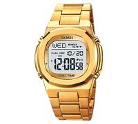 SKMEI Reloj electrónico de una sola pantalla para hombre, resistente al agua, a la moda, para negocios, relojes para hombre - 2004, Blanco dorado