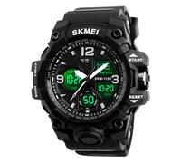 SKMEI Reloj militar analógico digital impermeable luminoso deportivo para hombre con fecha y semana alarma táctico, 1155B-Negro