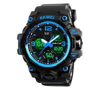 SKMEI Reloj militar analógico digital impermeable luminoso deportivo para hombre con fecha y semana alarma táctico, 1155B-Azul