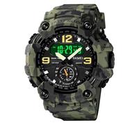 SKMEI Reloj militar analógico digital impermeable luminoso deportivo para hombre con fecha y semana alarma táctico, SKMEI -1637-CamoGreen, Casual