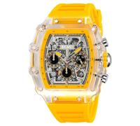 SKMEI Relojes automáticos de moda para hombre con correa de silicona de esqueleto impermeable a 50 m, relojes de pulsera únicos para hombre, Amarillo