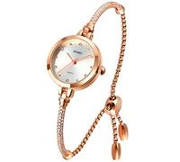 SKMEI Relojes de mujer Pulsera Diamante Señoras Femeninas Pequeño Oro Rosa Moda De Lujo Delgado Impermeable Analógico Cuarzo Casual Niñas Esposa Regalos Plata, plateado, 24, Retro