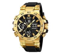 SKMEI Relojes deportivos digitales elegantes para hombre, resistentes al agua, con alarma, pantalla de zona horaria dual, Dorado