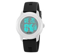 SKMEI Relojes deportivos digitales para niños con retroiluminación LED colorida, impermeables, multifunción, para regalo para niños y niñas, Negro, blanco