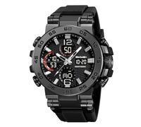 SKMEI Relojes digitales militares para hombre, de cuarzo, impermeables, de cara grande, con alarma, pantalla luminosa de doble zona horaria, Negro