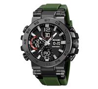 SKMEI Relojes digitales militares para hombre, de cuarzo, impermeables, de cara grande, con alarma, pantalla luminosa de doble zona horaria, Verde militar, Casual
