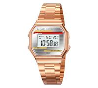 SKMEI Relojes digitales para hombre con relojes de pulsera clásicos impermeables para mujer, relojes deportivos de acero inoxidable de moda, 2514-Rose