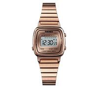 SKMEI Relojes digitales para hombre con relojes de pulsera clásicos impermeables para mujer, relojes deportivos de acero inoxidable de moda, 1901-Stain-RoseGold