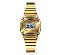 SKMEI Relojes digitales para hombre con relojes de pulsera clásicos impermeables para mujer, relojes deportivos de acero inoxidable de moda, 1901-Stain-Gold