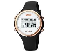 SKMEI Relojes digitales para mujer, relojes de pulsera simples para mujer, retroiluminación LED con banda de silicona, 1720BK, Digital