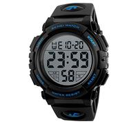 SKMEI Relojes militares deportivos digitales para hombre, con números grandes, impermeables, con alarma/temporizador, retroiluminación LED para correr, azul, Correa