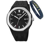 SKMEI Relojes para hombre, correa de silicona simple, impermeable, deportivo, casual, analógico, de cuarzo, regalos para hombres jóvenes, reloj de pulsera negro, G9299 negro, Moda