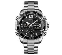 SKMEI Relojes para hombre cronógrafo de acero inoxidable impermeable fecha analógico reloj de cuarzo relojes de negocios para hombres, Plateado