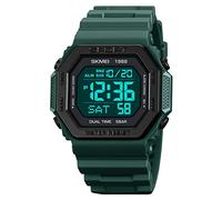 SKMEI Relojes para hombre, estilo militar, clásico, cuadrado, digital, para mujer, con luz LED impermeable a 50 m, alarma, cronógrafo, fecha, semana, cronómetro, reloj de pulsera unisex, 1988-verde