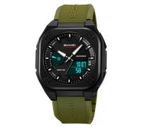 SKMEI Relojes para hombre, militar, deportivo, cuadrado, digital, reloj para mujer con pantalla de fecha y semana, impermeable, luminosa, alarma, cuenta regresiva, cronómetro de hora dual, 2328-verde