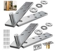 SKMYL Sistema de bisagra giratoria invisible con acabado de acero inoxidable, soporta hasta 136 kg de puertas de madera muy resistentes, puerta oculta, biblioteca y puerta secreta