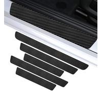 SKNFFF 5 Piezas Protectores de umbral de Puerta de Coche para Renault Dacia Sandero Stepway,Tira de protección de umbral de Puerta de Fibra Carbono de Maletero