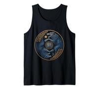 Sköll y Hati Yin Yang Sol y Luna Nórdica Círculo Rúnico Camiseta sin Mangas
