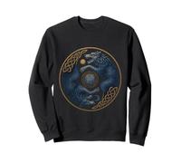 Sköll y Hati Yin Yang Sol y Luna Nórdica Círculo Rúnico Sudadera