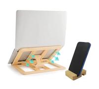Skoioje Soporte de Madera para Laptop, Plegable de Madera, Ajustable, Soporte de Madera para MacBook para Escritorio, portátil, Universal, con múltiples ángulos para portátiles de hasta 15.6 Pulgadas
