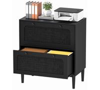 Skokliz Archivador con 2 cajones, archivador para Oficina en casa, gabinete de Almacenamiento de Madera para Documentos tamaño A4, Negro, 82 x 75 x 40cm