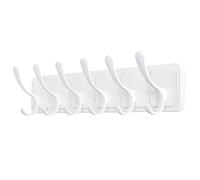 SKOLOO Barra para ropa de madera, diseño grabado, percha de pared estable con 6 ganchos, pack de 2, para colgar ropa, abrigos, sombreros, chaquetas, bufandas, mochila, barra de ganchos de madera, todo