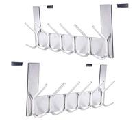 SKOLOO Over The Door Hook Brushed Nickel Door Coat Rack for Entryway, Over Door Towel Hook for Bathroom, Stainless Steel Door Coat Hook for Hanging Backpack, Jacket, Robes, Purse