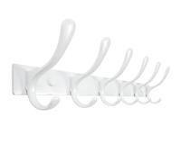 SKOLOO Perchero de pared - 6 ganchos resistentes de acero inoxidable, robustos ganchos de metal para colgar abrigos, chaquetas, ropa, sombreros - Blanco
