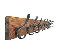 SKOLOO Perchero de pared con montaje en pared - Tallado de madera antigua en forma de X con gancho cruzado, colgador de abrigos de pared con 10 ganchos para colgar abrigos, sombreros, ropa, bufandas