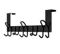 SKOLOO Perchero Puerta, Colgador Puerta en Acero Inoxidable con 11 Ganchos, Ganchos de Perchero para Dormitorio Baño Pasillo y Cocina (Negro, Puerta Espesor Menos de 4.5 cm)