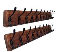 SKOLOO Perchero rústico montado en la pared: perchero largo de 97 cm para pared, gancho de madera maciza de pino, colgador de pared para colgar chaqueta, sombrero, paquete de 2