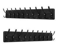 SKOLOO - Perchero rústico para montaje en pared - Perchero de pared de madera maciza de pino de 97 cm, percha de pared con ganchos para colgar mochila, chaqueta, abrigo o sombrero, paquete de 2