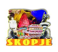 Skopje Europa República de Macedonia del Norte Región de Skopje Imán de madera 3D Imanes de nevera Viajes Coleccionables Souvenirs Decoraciones hechas a mano Artesanías-2