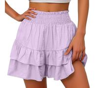 Skort para mujer con dobladillo con volantes, pantalones cortos de verano estilo boho de playa, pantalones altos de cintura holgada, pantalones calientes, faldas mini elegantes, pantalones cortos de