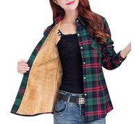 SkotO Camisa de manga larga para mujer, a cuadros, chaqueta de forro polar, sudadera de franela de manga larga, blusas con botones, blusas de invierno, chaqueta de invierno para entrenamiento al aire