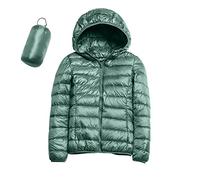 SkotO Chaqueta cálida y ligera de plumas para mujer, chaqueta deportiva de entretiempo con puños, acolchada, corta, plegable, de invierno y otoño, con capucha, de algodón con cremallera y manga larga,