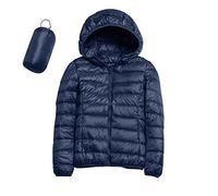 SkotO Chaqueta cálida y ligera de plumas para mujer, chaqueta deportiva de entretiempo con puños, acolchada, corta, plegable, de invierno y otoño, con capucha, de algodón con cremallera y manga larga,