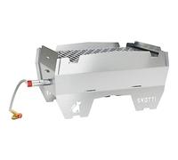 SKOTTI Barbacoa de Gas, Parrilla Plegable Pequeña y Portátil para Camping con Cartuchos de Gas, Ideal para camping, festivales o balcones, Hornillo enchufable para asar y cocinar a la parrilla