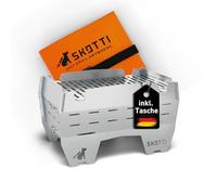 SKOTTI Mini barbacoa de carbón vegetal, barbacoa de carbón vegetal plegable, ideal para camping, balcón, festivales o supervivencia, hornillo de camping para madera, como hobo y cocina de