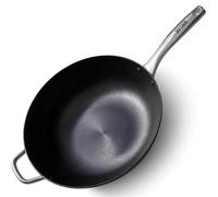 SKOTTSBERG® Sartén wok de inducción de 34 cm, wok de hierro fundido, sin revestimiento antiadherente, sartén de alta calidad para todo tipo de fuegos, inoxidable y resistente a los arañazos para