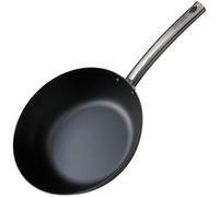 SKOTTSBERG Wok de acero al carbono, diámetro de 28 cm, precocido y sin PFAS, base de 2,5 mm, resistente al calor y a los arañazos, para inducción, gas, vitrocerámica, parrilla y horno