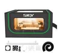 Skouphy Grabador láser integrado con luz LED, cubierta protectora ignífuga y a prueba de polvo, 28.3 x 28.3 x 15.7, ventilador de escape de 4000 RPM y tubo, contra el olor a humo y protección ocular