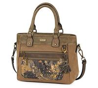 SKPAT - Bolsos de Mujer - Bolsos Mujer Lona con Piel Sintética Suave - Bolso de Mano Mujer. Elegante Bolso Grande Mujer - Bolso Bandolera Mujer con Correa Ajustable - Bandolera Mujer de Marca, Marron